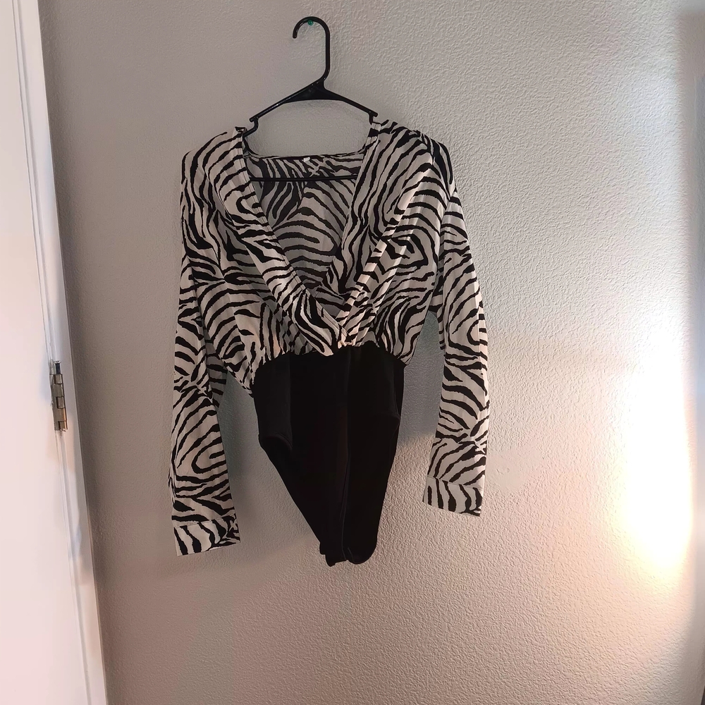 Zebra Print Long Sleeve Bodysuit